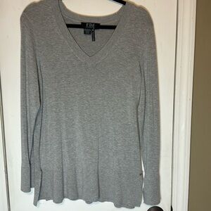French Dressing Jeans Grey V-neck Sweater Size Medium